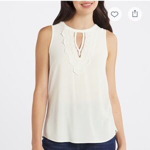Pale Sky Cream Embellished Sleeveless Blouse